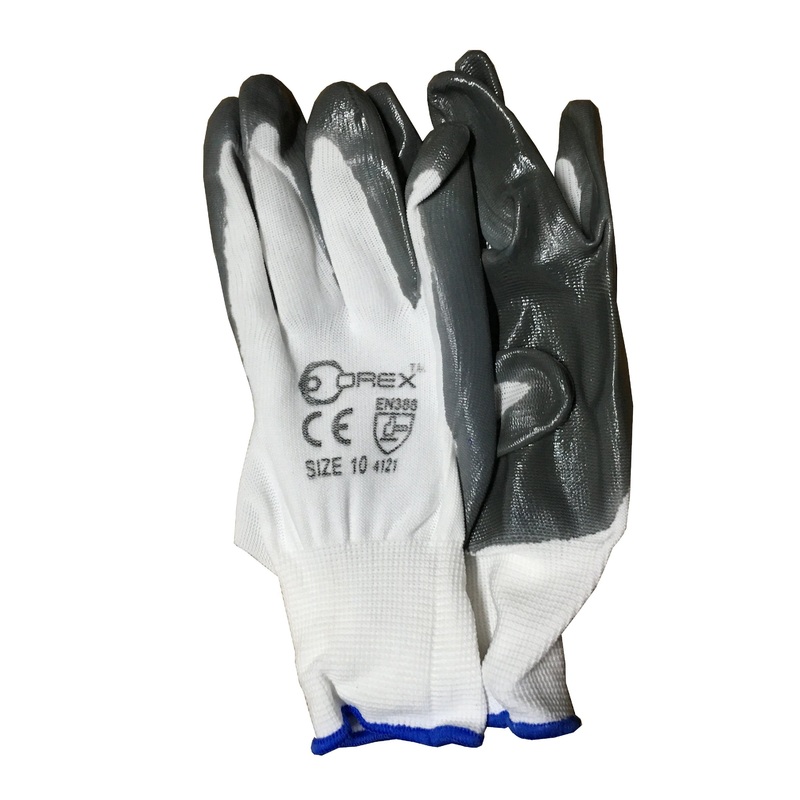 Orex White&Grey Rubber Glove 10" | Model : GLOVE-RB-W10 [EN388 4121]