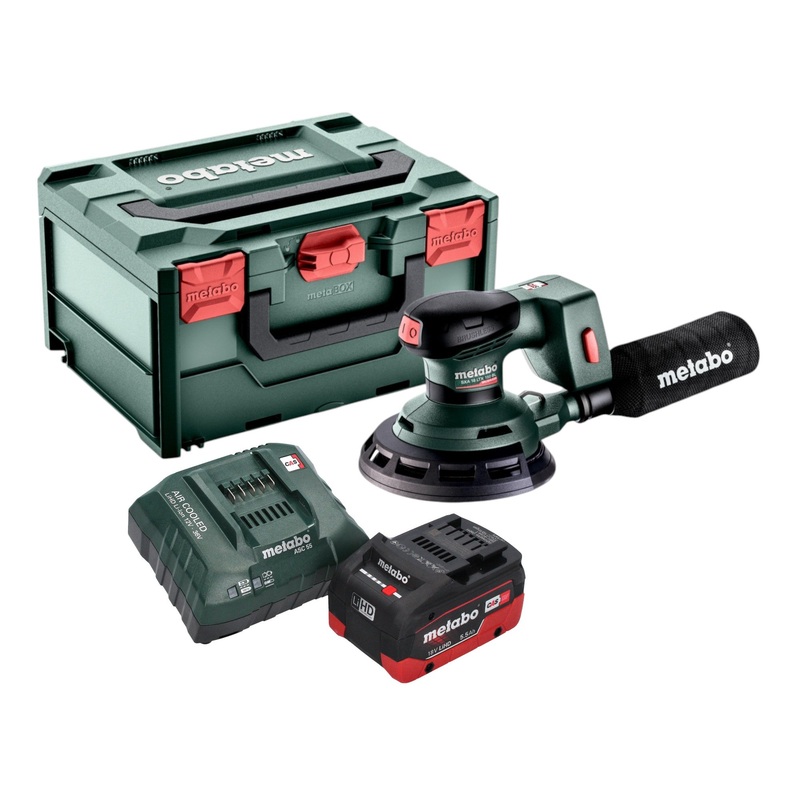 Lijadora rotorbital sin cable Metabo SXA 18 LTX 150 BL 18 V 150 mm sin escobillas + 1x batera LiHD 5,5 Ah + cargador + metaBOX