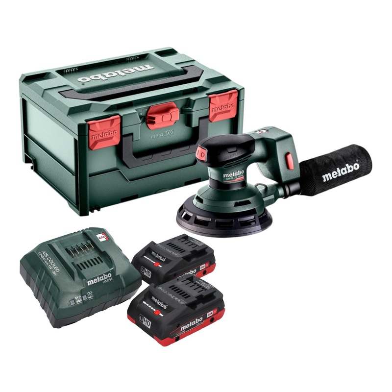 Lijadora rotorbital sin cable Metabo SXA 18 LTX 150 BL 18 V 150 mm sin escobillas + 2x batera LiHD 4,0 Ah + cargador + metaBOX