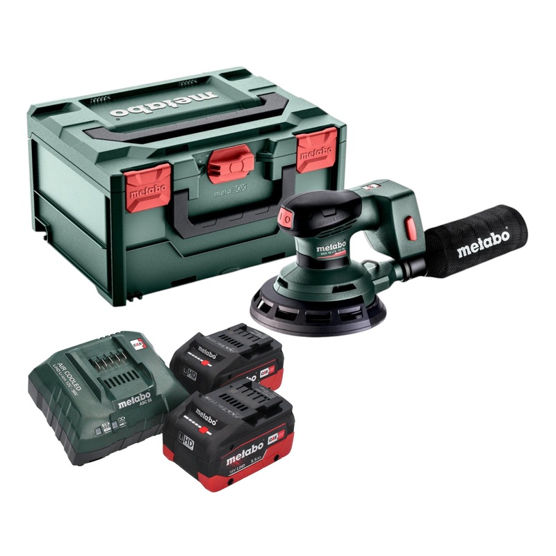 Lijadora rotorbital sin cable Metabo SXA 18 LTX 150 BL 18 V 150 mm sin escobillas + 2x batera LiHD 5,5 Ah + cargador + metaBOX