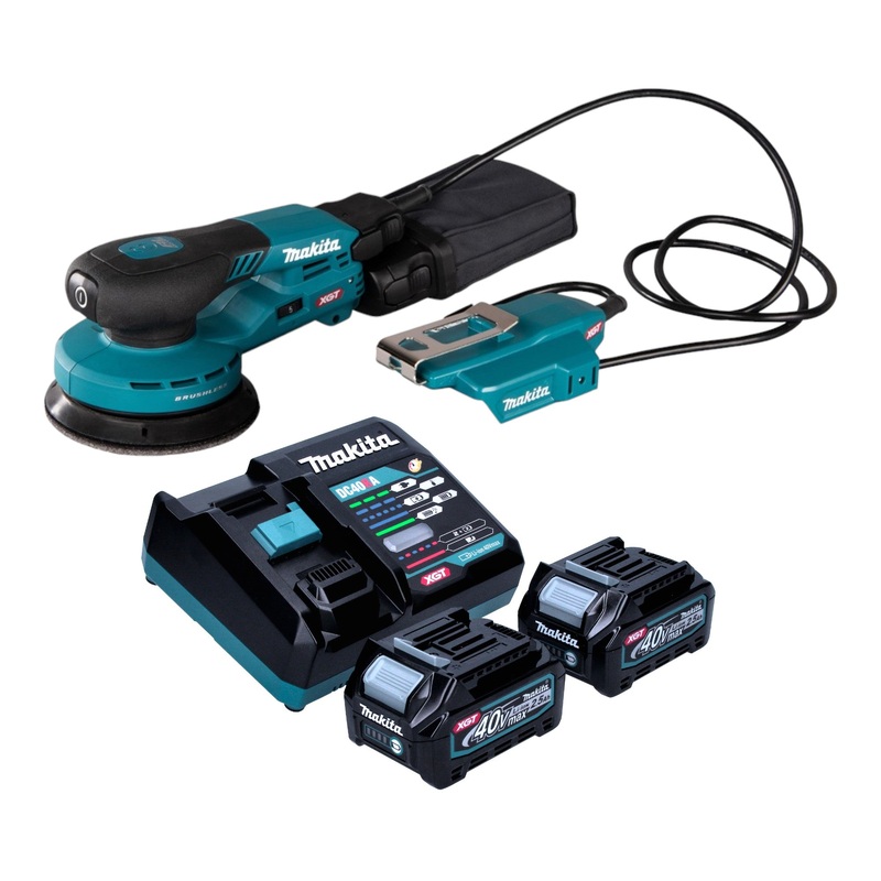 Makita BO 003 CGD201 Lijadora rotorbital sin cable 40 V mx. 125 mm 3,0 mm carrera Sin escobillas + 2x batera recargable 2,5 Ah + cargador