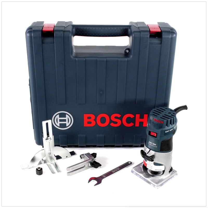 Fresadora de cantos Bosch GKF 600 Professional en maletn con tope paralelo y gua (060160A100)