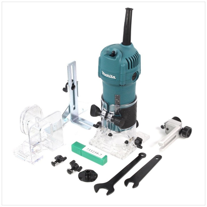 Makita 3710 - Fresadora de cantos de 530 W con zapata gua transparente y 6 mm