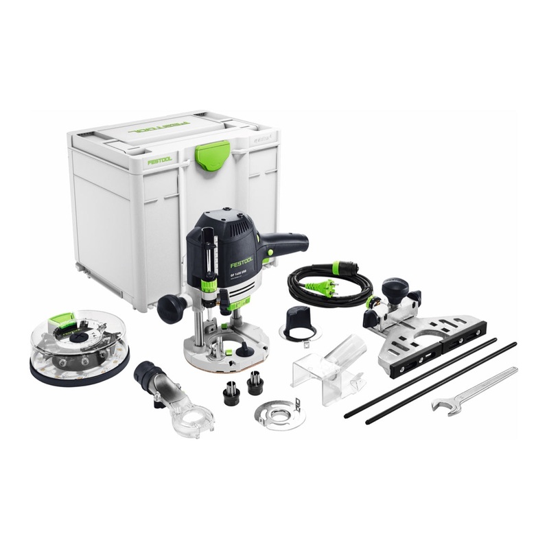 Festool OF 1400 EBQ-Plus + fresadora Box-OF-S 1400 W 6 - 12,7 mm (576540) + juego de fresadora de 10 piezas + Systainer