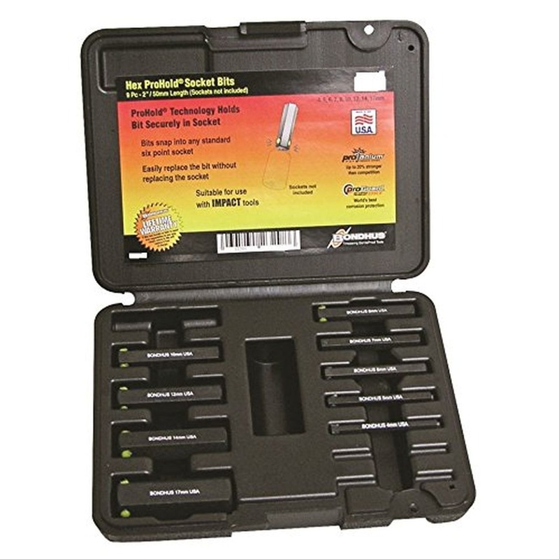 Bondhus 23299 ProGuard Steel Hex Bit Socket Set, 9 Piece Set