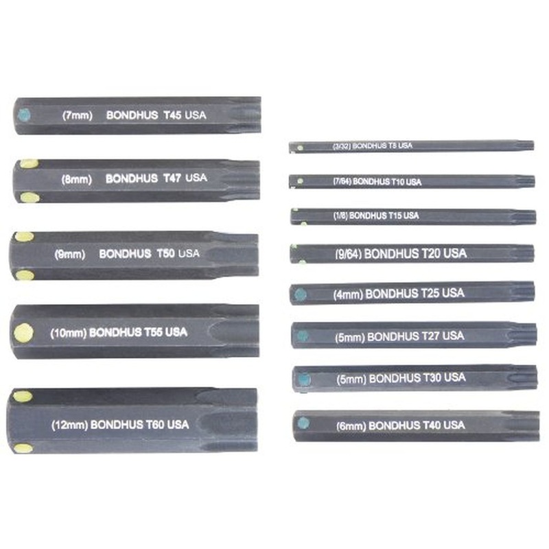 Bondhus 32037 ProGuard Finish Torx Socket Bit, 13 Piece Set