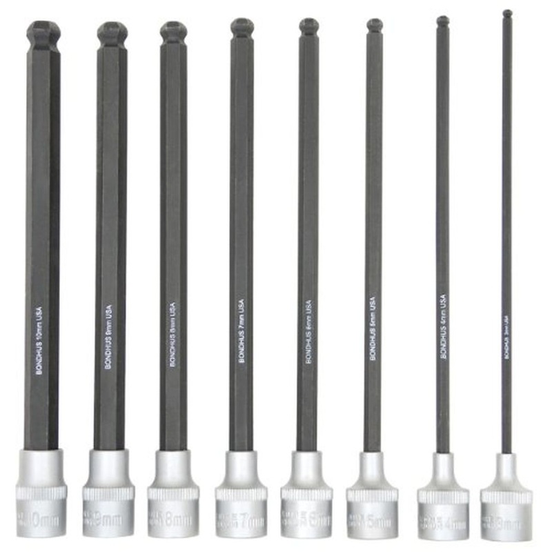 Bondhus 43887 Metric Ball End Sockets and Bits Set with ProGuard, 8 Piece Set