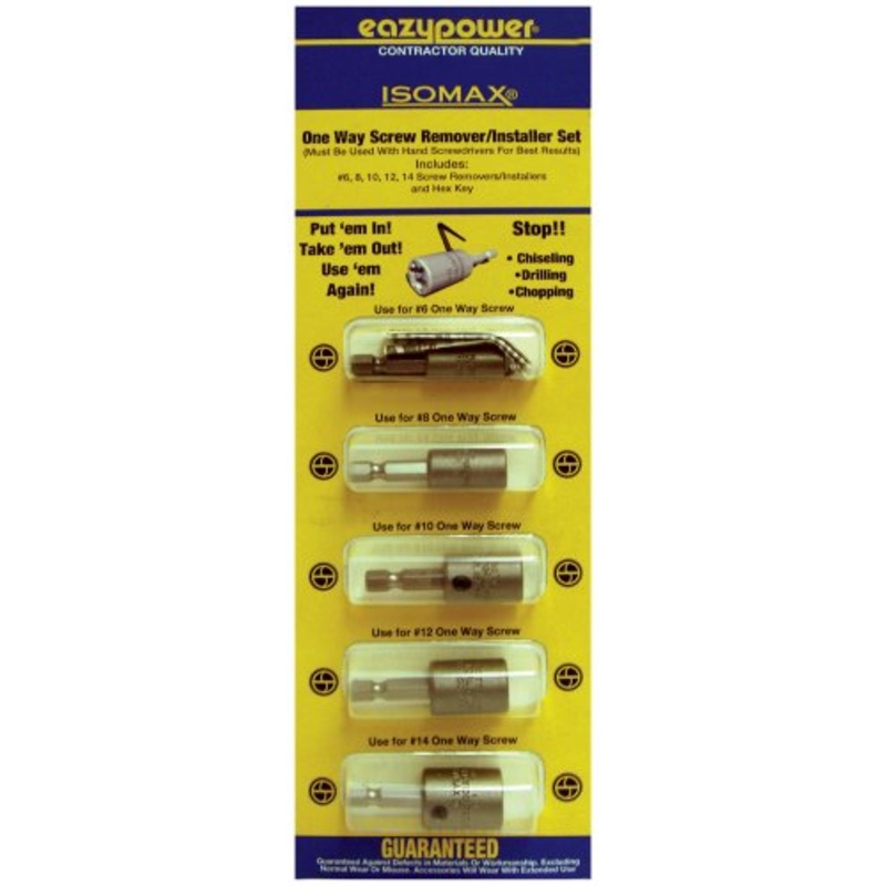 Eazypower 88239 Get It Out One Way/Rounded Screw Remover Set, 5 Piece Set