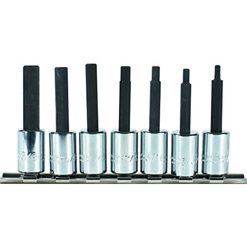 Stanley Proto J4900-7C 3/8 in. Drive Full Polish Alloy Steel Standard Hex Bit Socket Set, 7 Piece Set