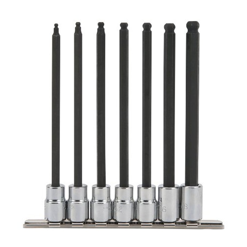 Stanley Proto J4900BD 3/8 in. Drive Full Polish Alloy Steel Extra Long Hex Bit Socket Set, 7 Piece Set