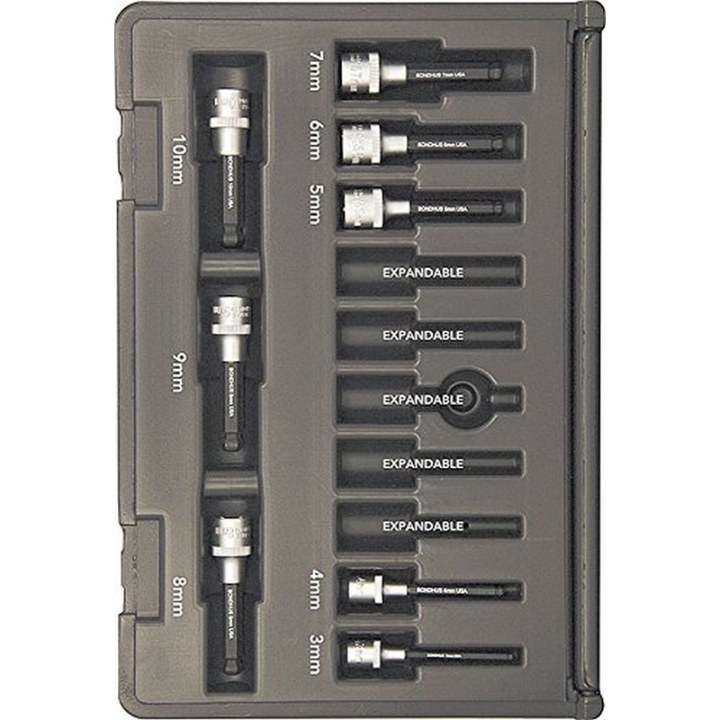 Bondhus 30487 Socket Ball End Bit Tool Set w/Sockets, 2", 8 Piece