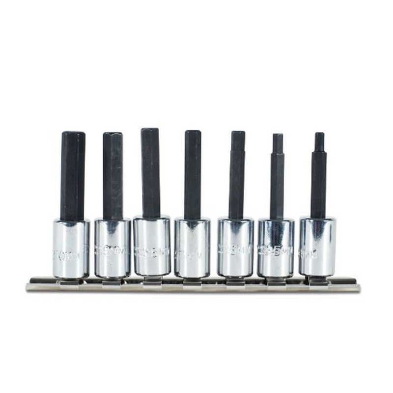 Stanley Proto J4990-SMA 3/8 in. Drive Full Polish Alloy Steel Standard Hex Bit Socket Set, 7 Piece Set