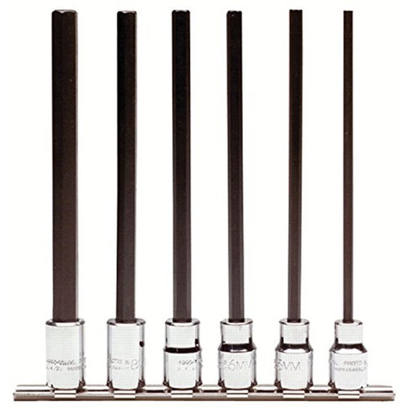 Stanley Proto J4990-SMXL 3/8 in. Drive Full Polish Alloy Steel Extra Long Hex Bit Socket Set, 6 Piece Set