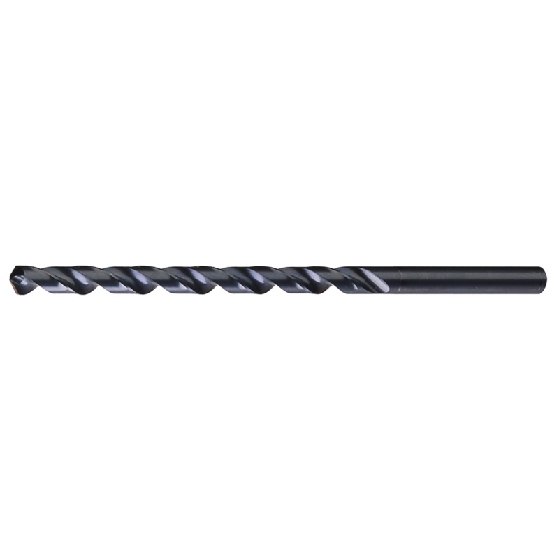 Cleveland 950E High Speed Steel Extra Long Length Drill Bit, Black Oxide, Round Shank, 118 Degree Notched Point, 1/2" Dia. x 10" Lg, 1/Box