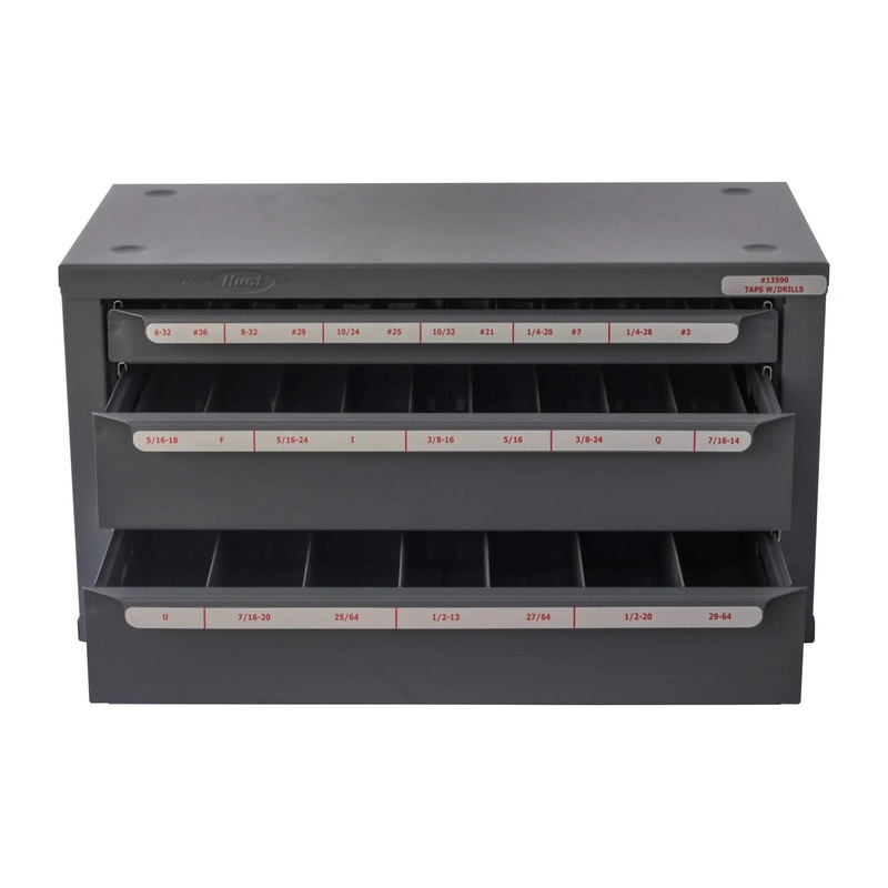 Huot 13590 Three-Drawer Tap and Drill Bit Dispenser Cabinet for Tap Sizes #6-32 to 1/2 in.-20 and Drill Bit Sizes #36 to #29/64