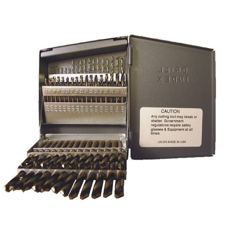 Viking Drill and Tool 23560 135 Degree Split Point Black/Gold Oxide Hi Molybdenum Steel Super Premium Screw Machine Length Drill, 60 Piece Set