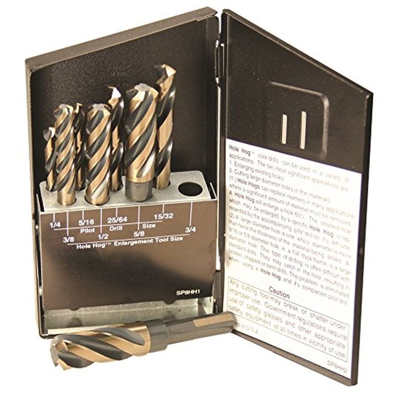 Viking Drill and Tool 38880 Super Premium Gold Oxide Tungsten Hole Hog Coring and Pilot Point Drill Bit Set with Metal Case, 8 Piece Set