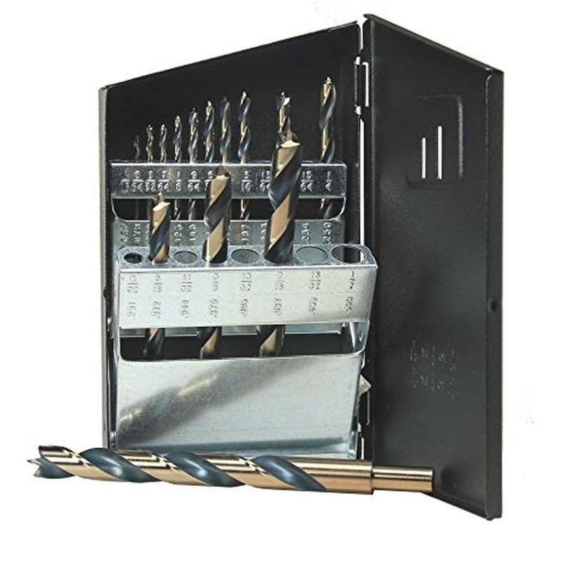 Viking Drill and Tool 42031 Gold Oxide Hi Molybdenum Steel Brad Point Magnum Super Premium Drill Bit, 14 Piece Set