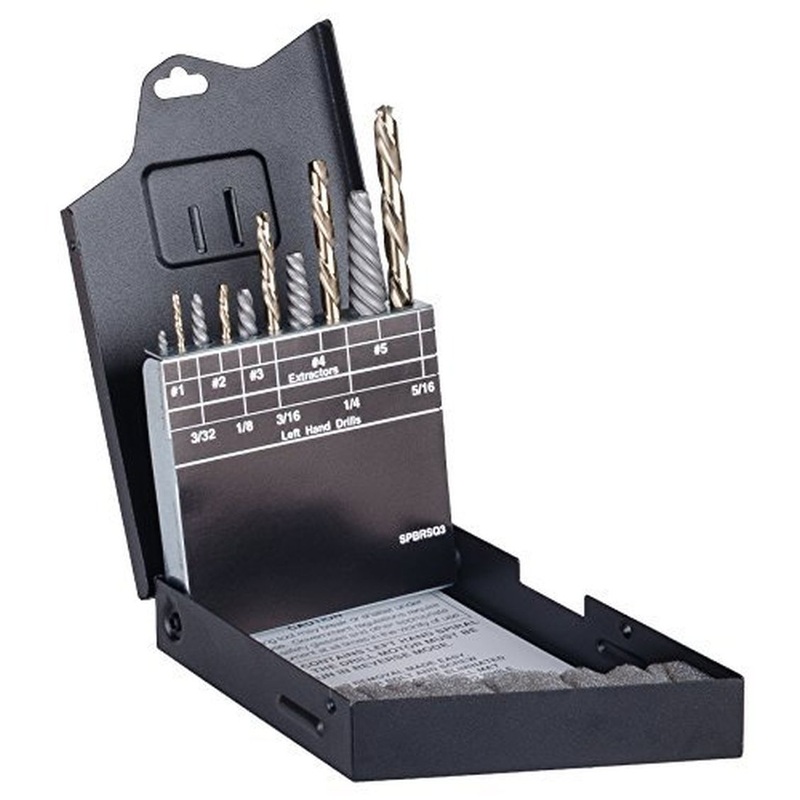 Viking Drill and Tool 58510 Gold Oxide Hi-Carbon Steel Bolt Extractor Set with Metal Case, 10 Piece Set