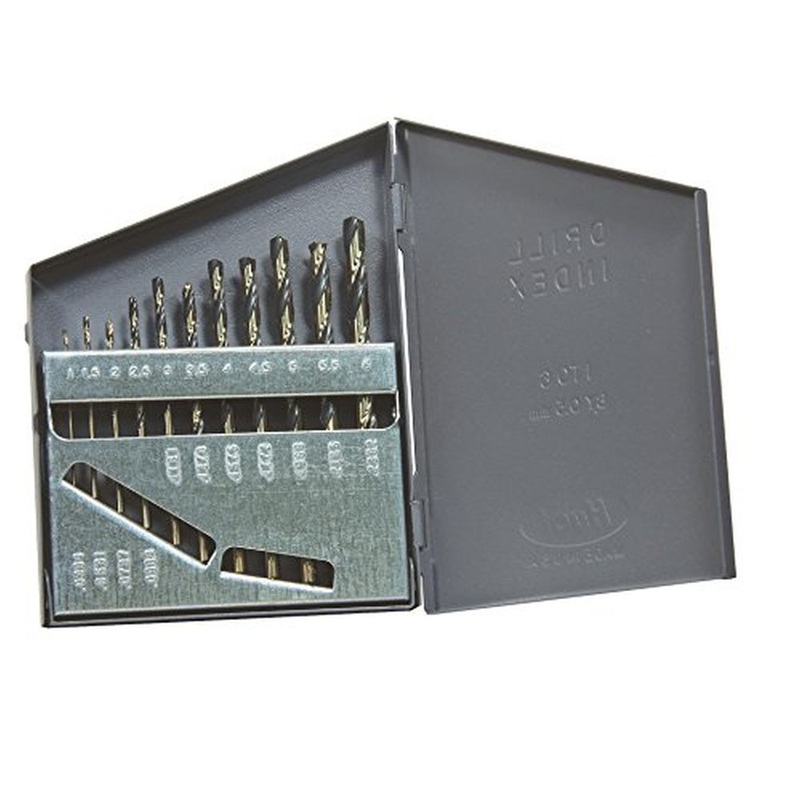 Viking Drill and Tool 58650 135-Degree Split Point 3/8 in. Reduced Shank Jobber Length Gold Oxide Hi-Molybdeum Steel Standard Twist Drill Bit, 11 Piece Set