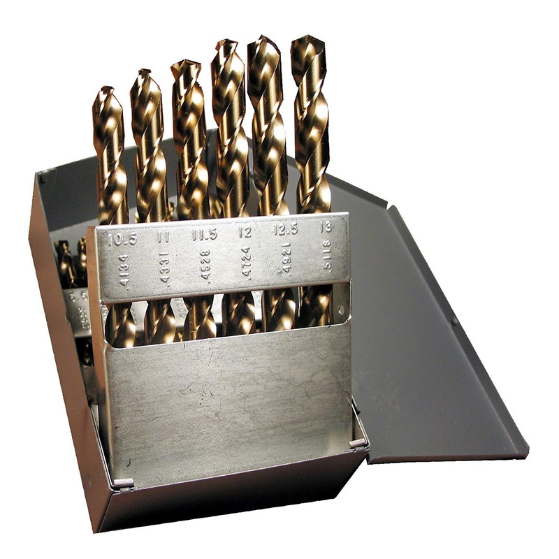 Viking Drill and Tool 58680 135 Degree Split Point Gold Oxide M42 Cobalt Drill, 25 Piece Set