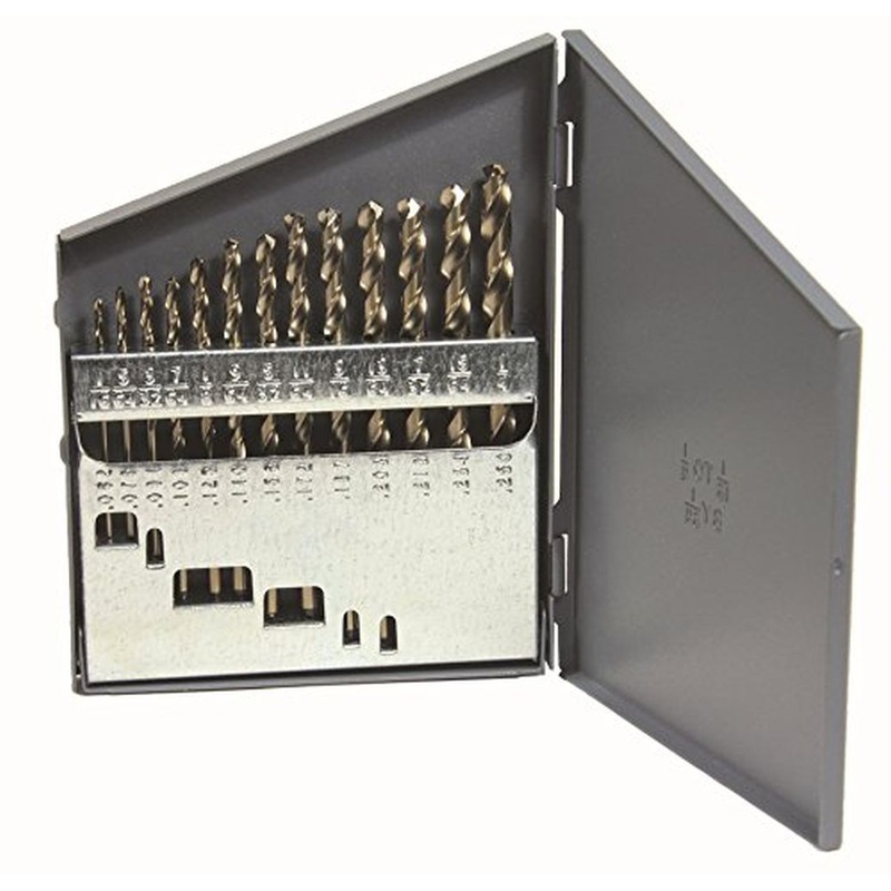 Viking Drill and Tool 68320 Gold Oxide Cobalt 135-Degree Split Point Jobber Length Drill Bit, 13 Piece Set