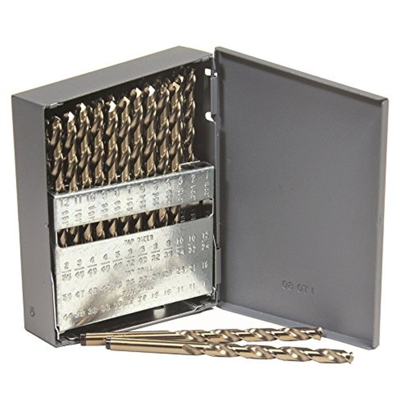 Viking Drill and Tool 68420 Gold Oxide Cobalt 135-Degree Cobalt Split Point Jobber Length Drill Bit, 60 Piece Set