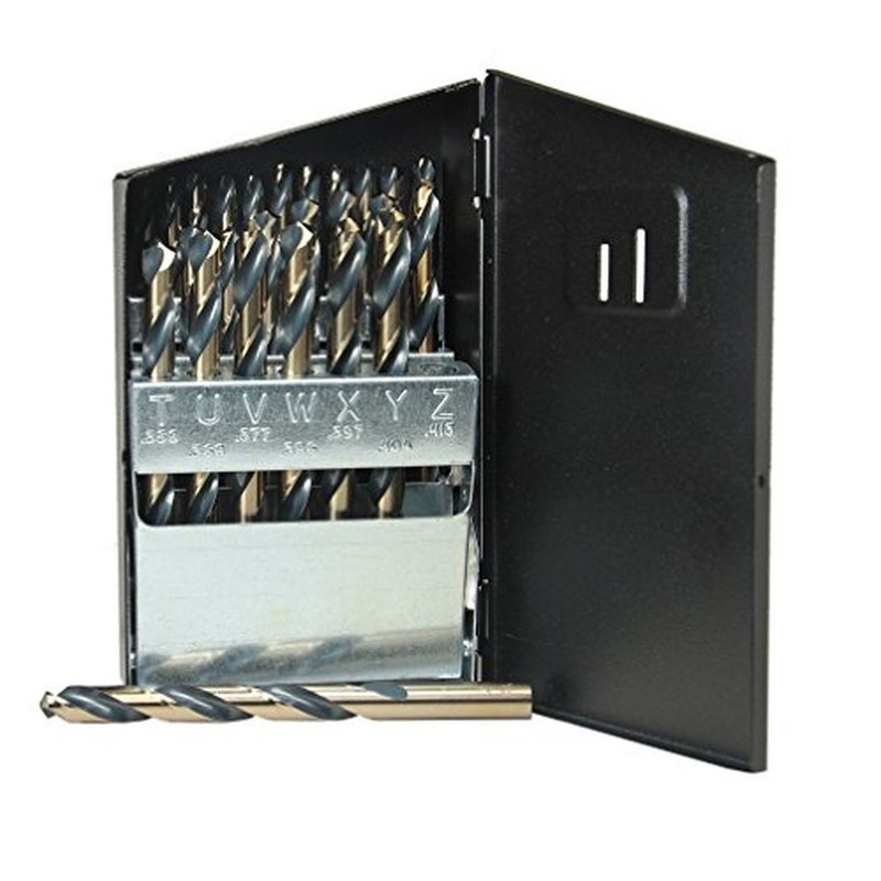 Viking Drill and Tool 88660 Black/Gold Oxide High Speed Steel 135 Degree Split Point Magnum Super Premium Jobber Drill, 26 Piece Set