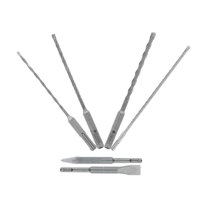 Diablo DMAPL9930-S6 SDS-Plus Rebar Demon 4-Cutter Full Carbide Head Hammer Drill Bit & Chisel Set, 6 Piece Set