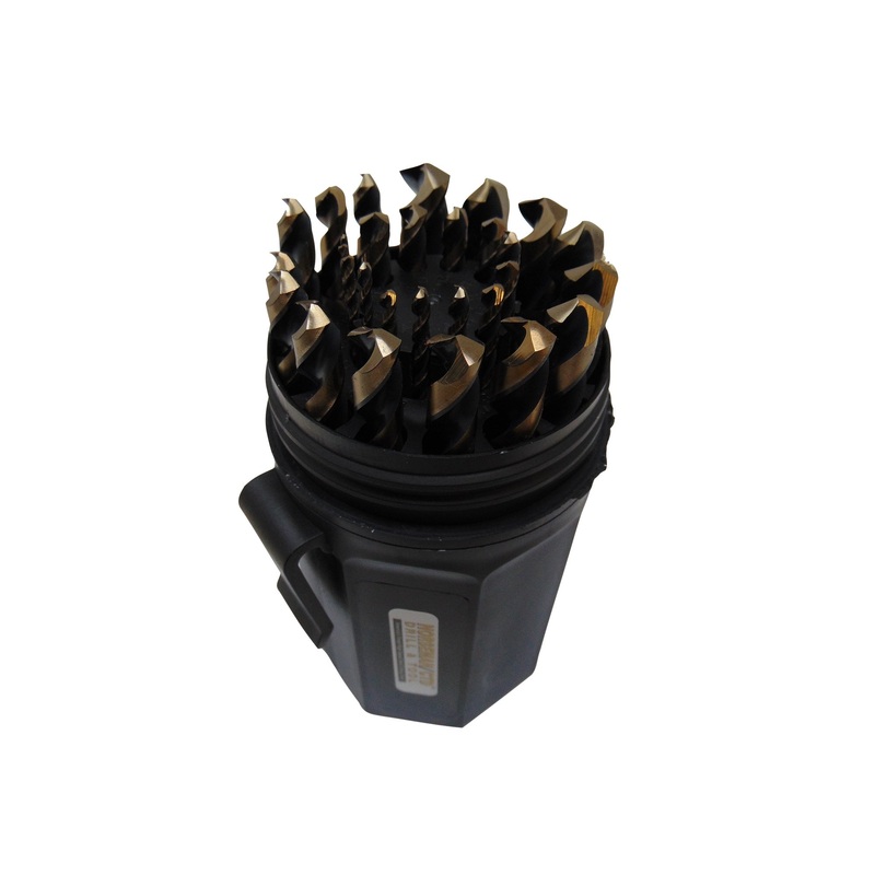 Norseman by Viking Drill and Tool 41621 29 Piece Jobber Drill Set 1/16 in. to 1/2 in. Gold and Black High Helix Flutes
