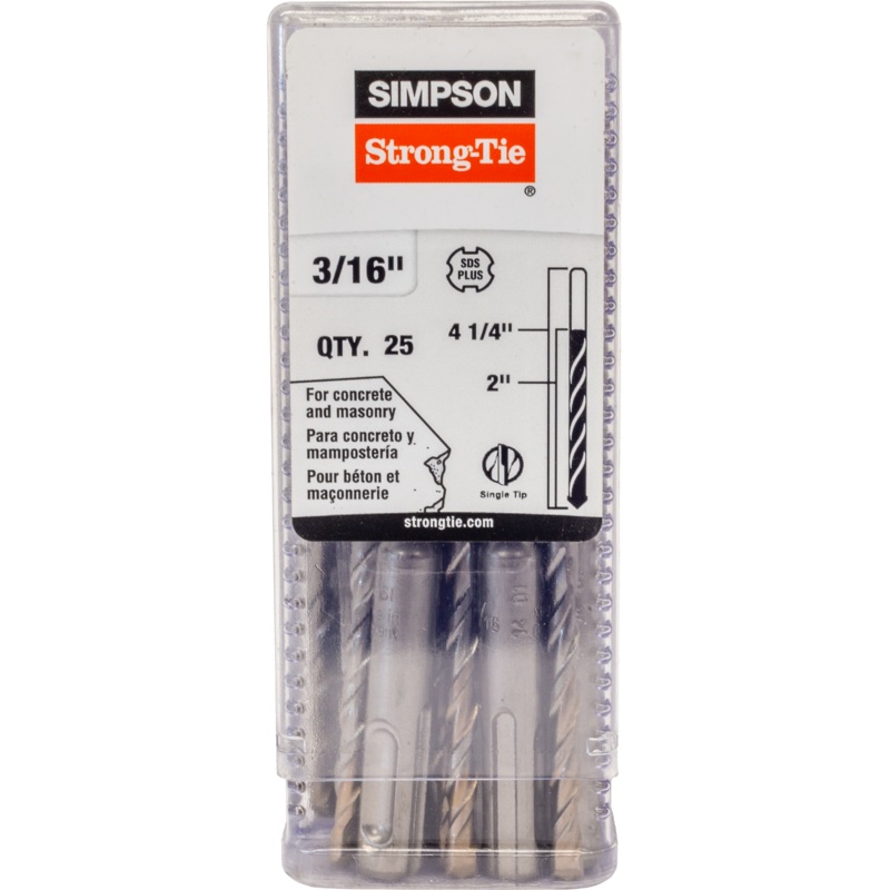 Simpson MDPL01804-R25 3/16 in. x 4-1/4 in. SDS-plus Shank Drill Bit (25-Qty)