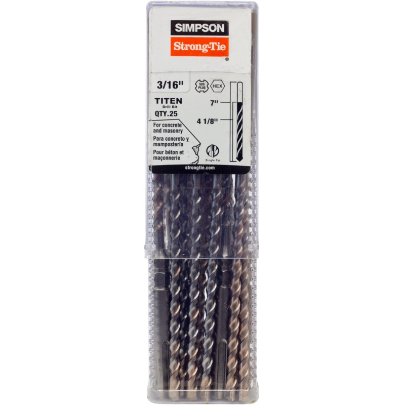 Simpson MDPL01807H-R25 3/16 in. x 7 in. SDS-plus Titen Screw Drill Bit/Driver (25-Qty)