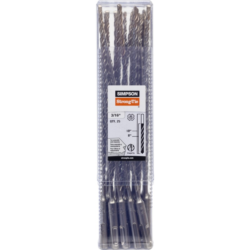 Simpson MDPL01810-R25 3/16 in. x 10 in. SDS-plus Shank Drill Bit (25-Qty)