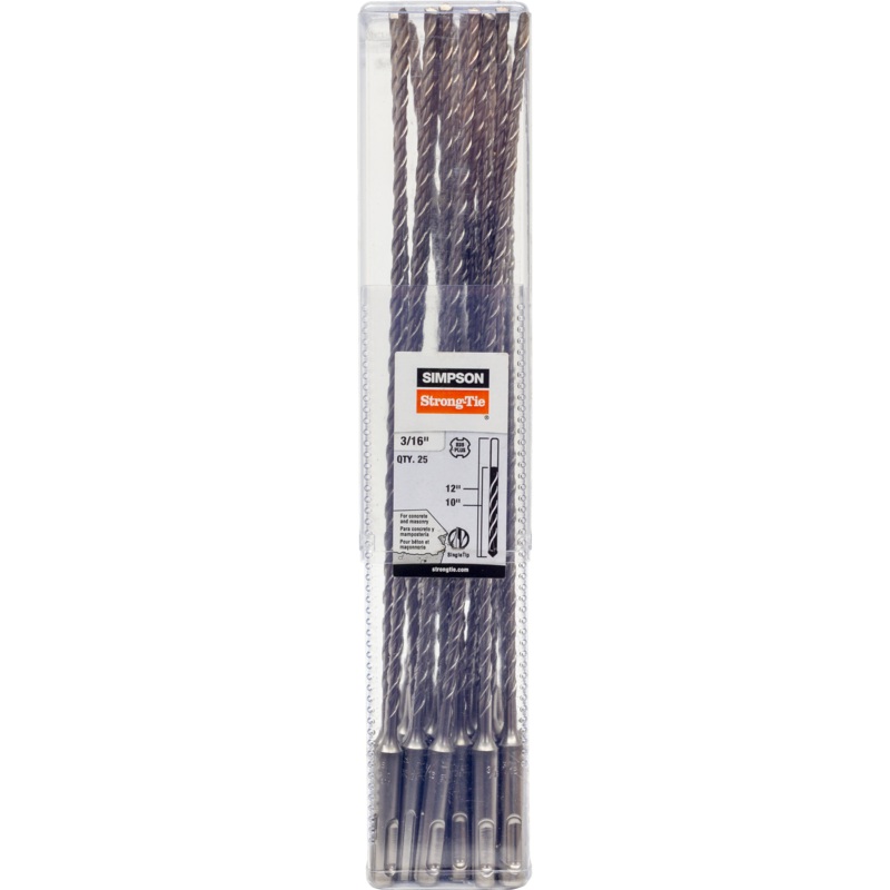 Simpson MDPL01812-R25 3/16 in. x 12 in. SDS-plus Shank Drill Bit (25-Qty)