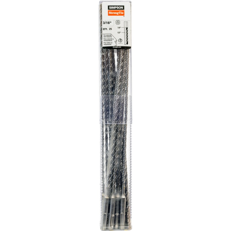 Simpson MDPL01814-R25 3/16 in. x 14 in. SDS-plus Shank Drill Bit (25-Qty)