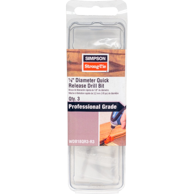 Simpson WDB18QR3-R3 EB-TY 1/8 in. x 3 in. Quick-Release Wood Drill Bit (3-Qty)