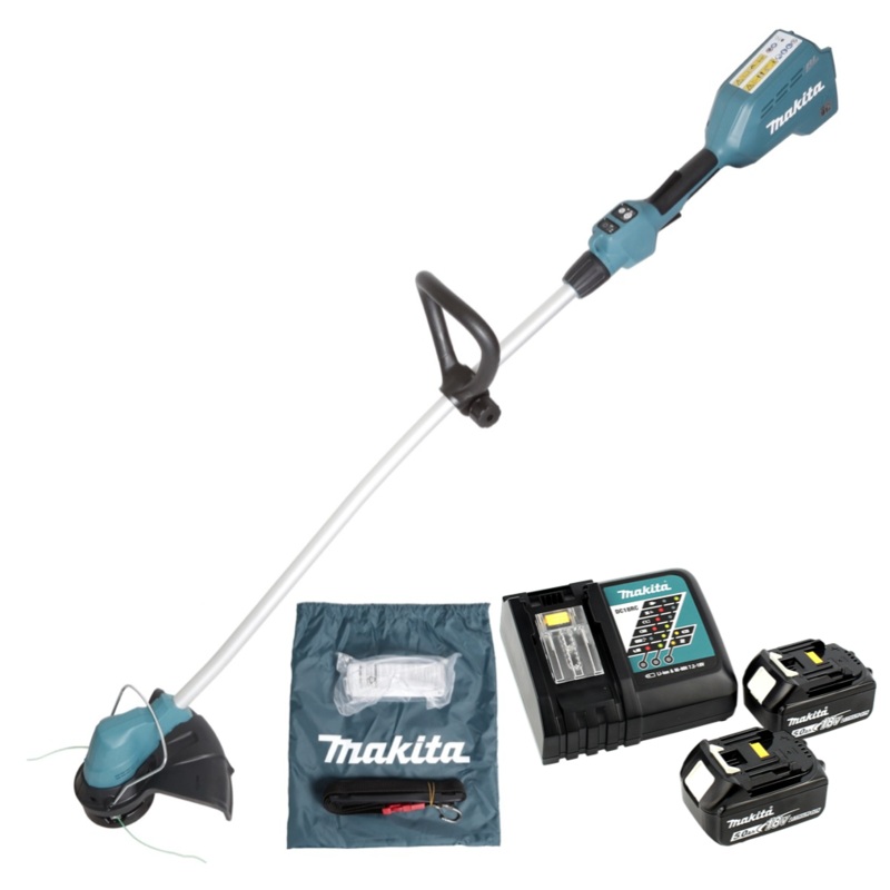 Cortabordes a batera Makita DUR 184 RT desbrozadora 18V + 2x bateras 5.0Ah + cargador rpido
