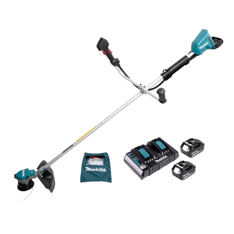 Desbrozadora a batera Makita DUR 365 LPG2 36V (2x18V) 300mm sin escobillas + 2x batera 6.0Ah + doble cargador