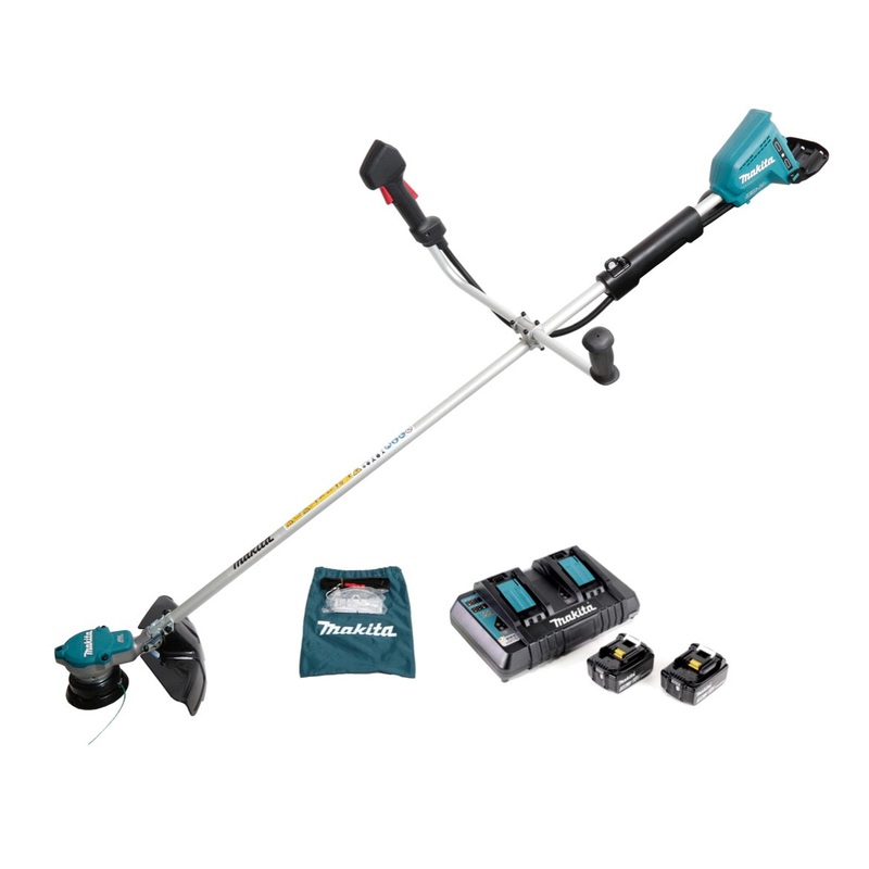 Desbrozadora a batera Makita DUR 365 LPT2 36V (2x18V) 300mm sin escobillas + 2x batera 5.0Ah + doble cargador