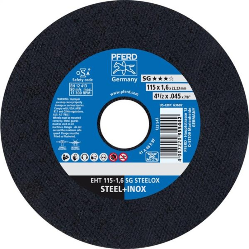Pferd Inox Cut Off Disc EHT 115x1.6mm A46 RSG/SG
