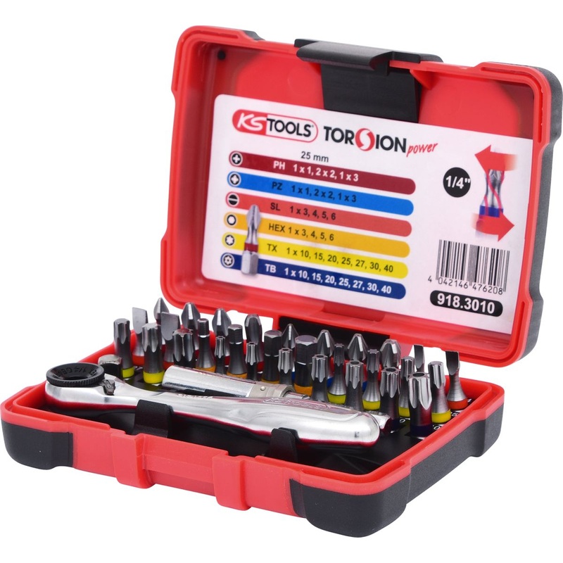 Caja de puntas KS TOOLS 1/4" TORSIONpower, 32 pzs ( 918.3010 )