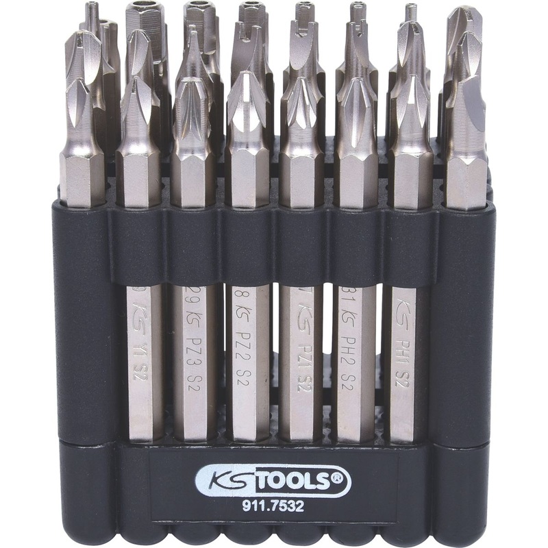 Juego de puntas KS TOOLS de 1/4", 75 mm, 32 piezas con puntas de seguridad ( 911.7532 )