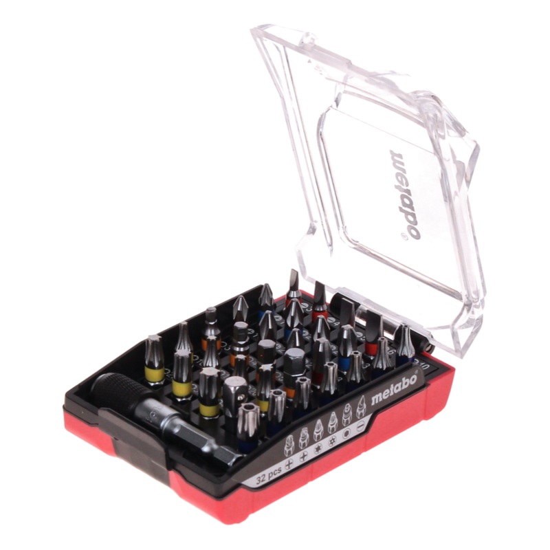 Juego de puntas Metabo 32 piezas en formato batera (626696000) Ranurado/Phillips/Pozidriv/Torx/Allen