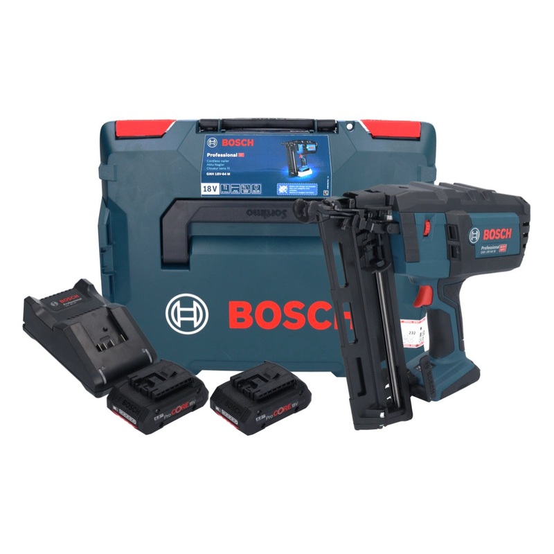 Bosch GNH 18V-64 M Batera clavadora profesional 18 V 64 mm (0601481003) + 2x batera ProCORE 4.0 Ah + cargador + L-BOXX
