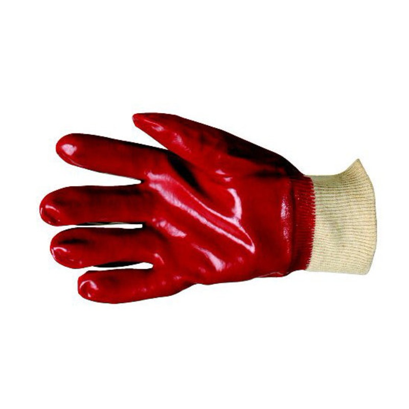 Glove PVC Red Knit Wrist Size 8 [7993]