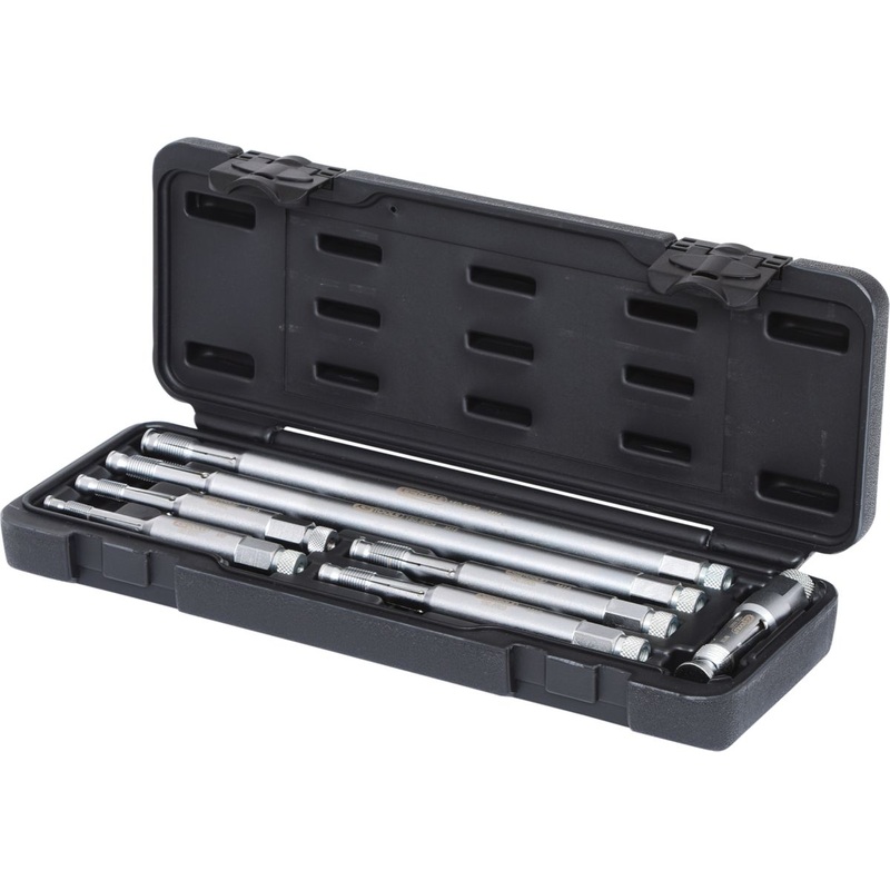 KS TOOLS Juego de herramientas para cortar roscas de bujas y bujas incandescentes, 7 piezas ( 150.6500 )