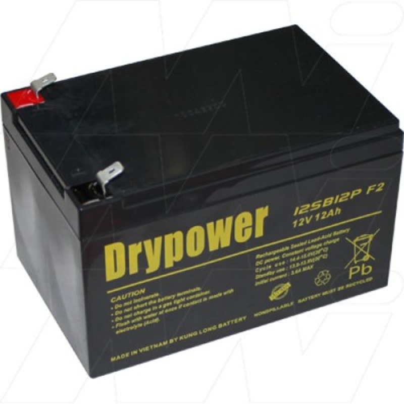 Drypower 12V 12Ah Sealed Lead Acid Battery - 12SB12P-F2