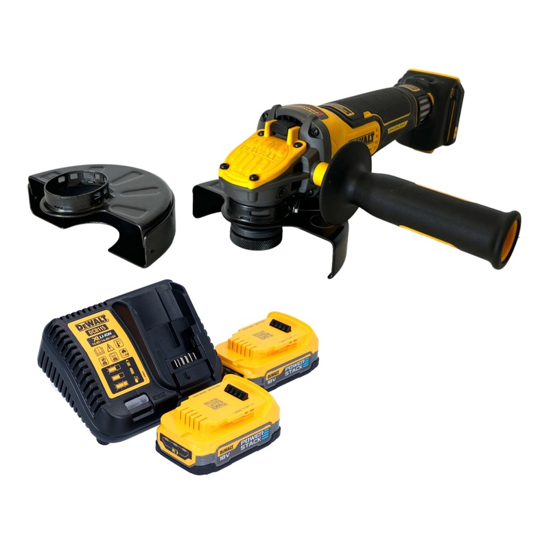 Amoladora angular a batera DeWalt DCG 416 VS E2 18 V 125 mm sin escobillas + 2x batera PowerStack 1,7 Ah + cargador
