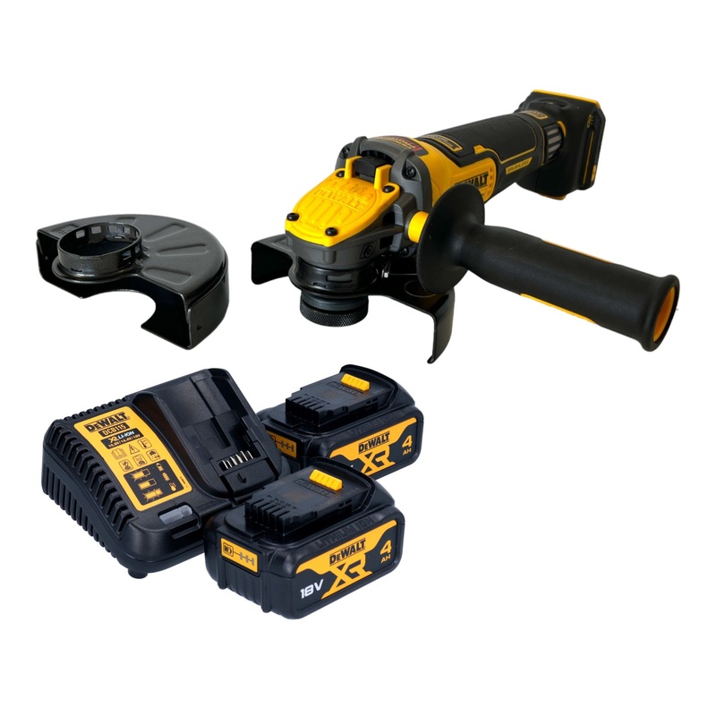 Amoladora angular a batera DeWalt DCG 416 VS M2 18 V 125 mm sin escobillas + 2x bateras 4,0 Ah + cargador