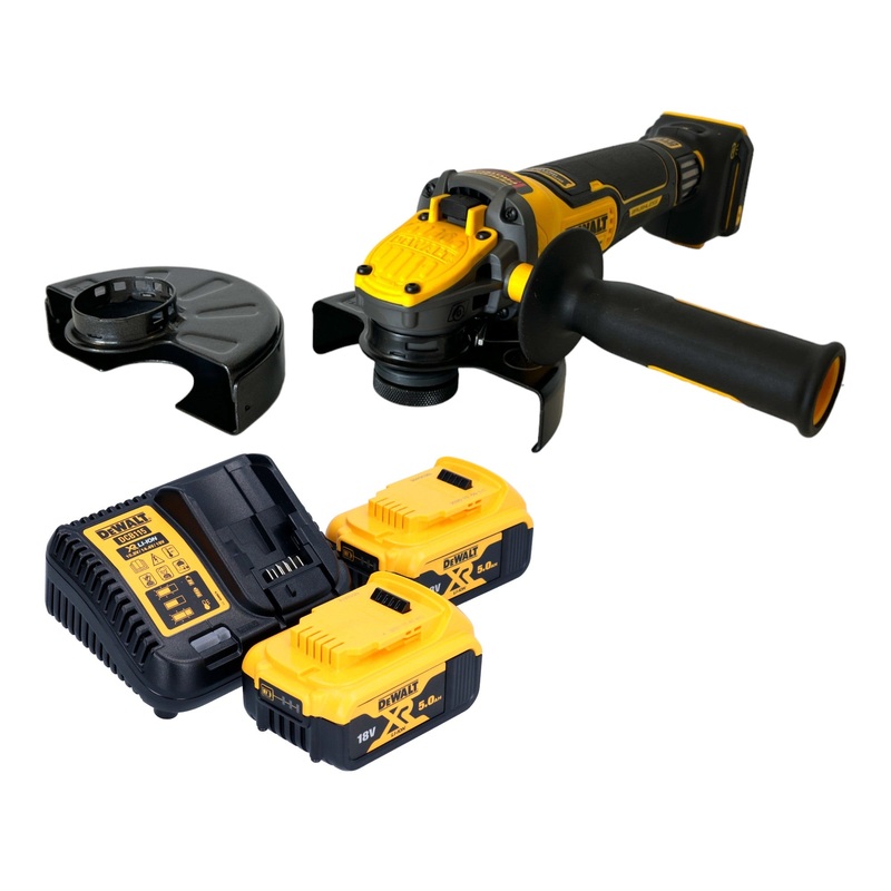 Amoladora angular a batera DeWalt DCG 416 VS P2 18 V 125 mm sin escobillas + 2x bateras 5,0 Ah + cargador